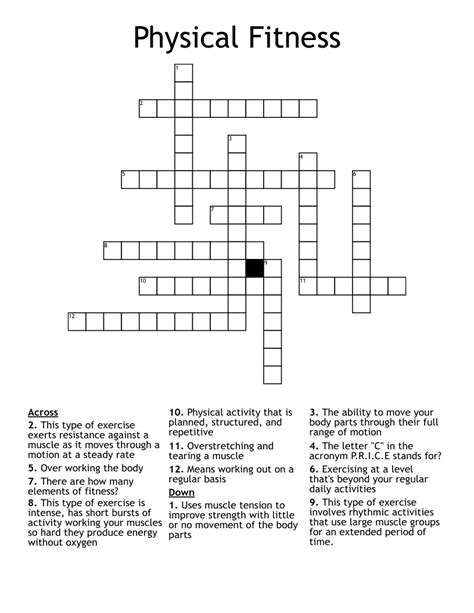Find the latest crossword clues from New York Times Crosswords, LA Times Crosswords and many more. Enter Given Clue. Number of Letters (Optional) ... Physical pros 2% 6 IMPAIR: To damage 2% 4 META: Prefix for 'physical' 2% 4 TEAR: Fabric damage 2% 6 SAFETY ...